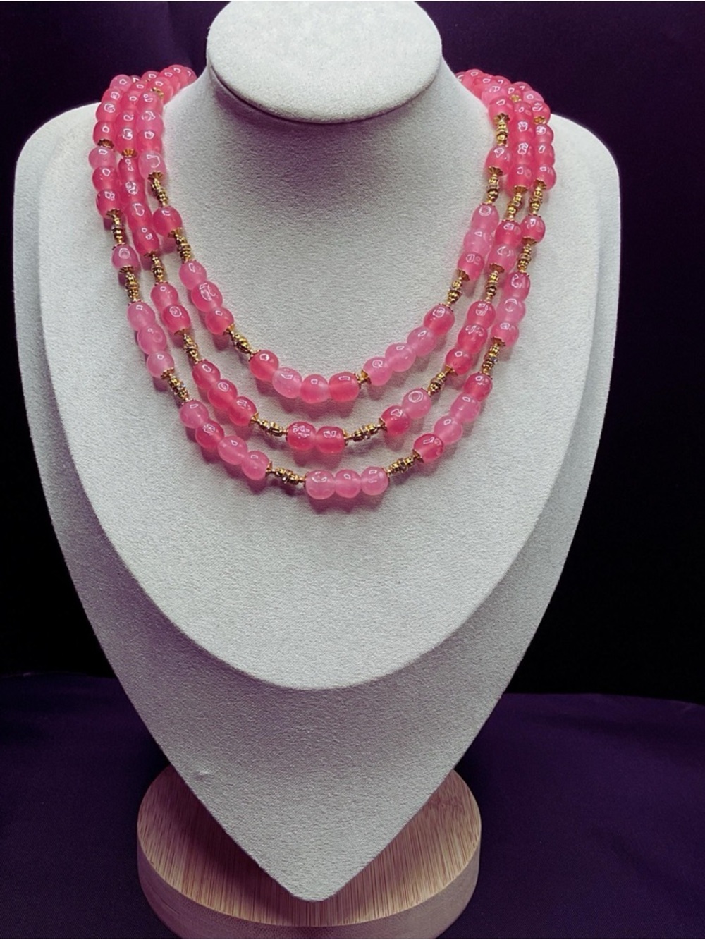Miriam Haskell Pink and Gold Beaded Necklace